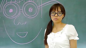 Satsuki Kirioka rubs her clit in front of three students. After cumming, she sucks the men's cocks. Her shaved pussy is licked and fucked while she sucks a dong. During a doggy, she sucks dicks, again. Satsuki loves getting so much cum on her face!video