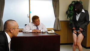 Arisa Suzuki is a sexy business woman and she knows her job very well. She steps up in her office and gets two lovely peckers. These guys are so lucky, they fuck this hairy cunt with so much pleasure. Arisa loves every second of this threesome.video